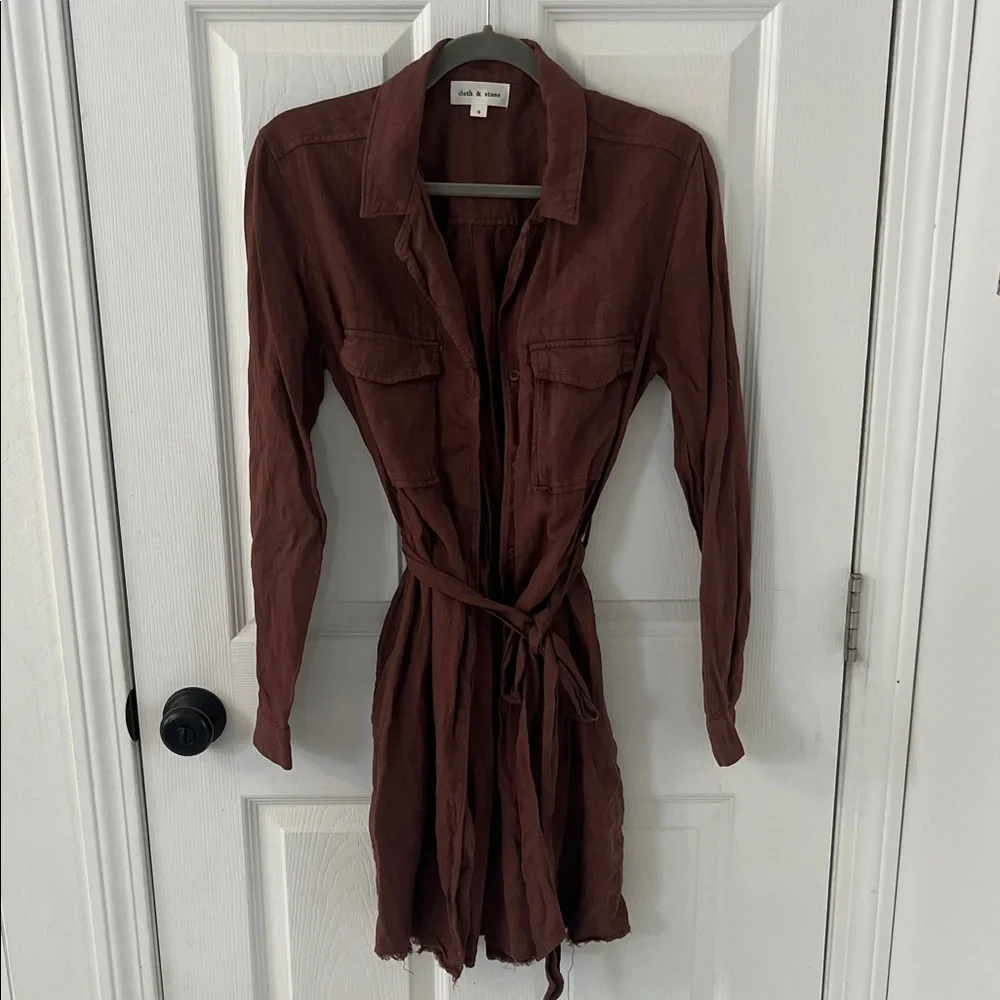 Cloth & Stone Brown Long Sleeve Dress - Picture 1 of 2
